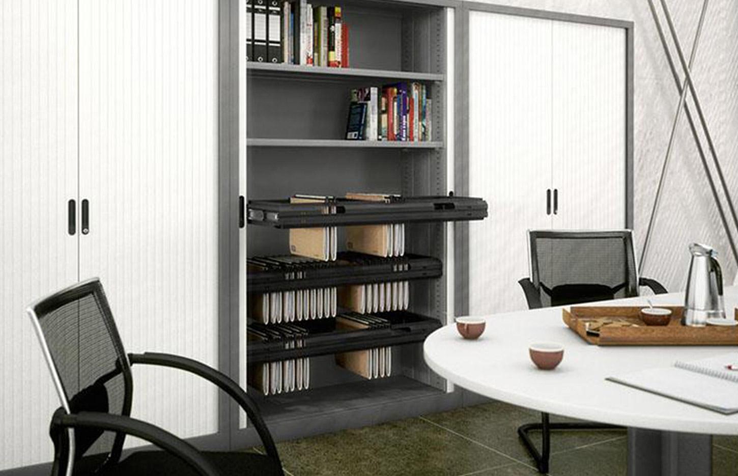 Armoire en métal à rideaux ou portes battante mélaminé, gamme Molina haute - France Bureau